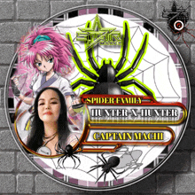 a spider family hunter x hunter logo with captain machi in the middle