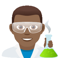 a man wearing glasses and a lab coat holds a beaker with green liquid in it