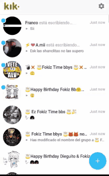 a screenshot of a kık app shows a birthday message