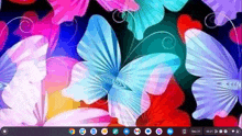 a computer screen with a colorful background of butterflies and flowers