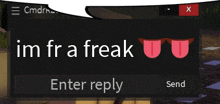 a screenshot of a computer screen that says i 'm fr a freak