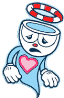 a cuphead cartoon character with a heart on his chest and a halo on his head .