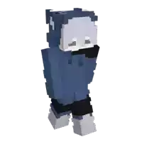 a minecraft character is wearing a blue hoodie