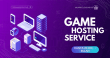 an advertisement for a game hosting service with a price of 20,000