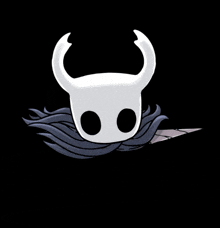 a knight 's head with horns and a sword on a black background