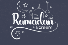 a drawing of a mosque with the words ramadan kareem