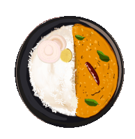 a plate of food with rice and curry on it