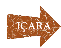 a cracked brown arrow with the word icara on it