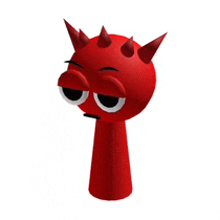 a red cartoon character with spikes on its head and eyes .