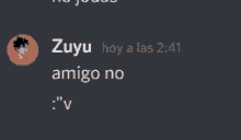 a screenshot of a conversation between zuyu and amigo