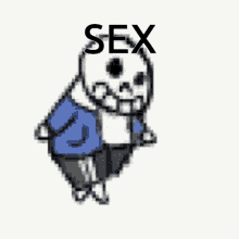 a cartoon of sans dancing with the word sex behind him