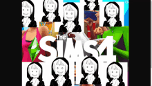 a poster for the sims 4 with a collage of images