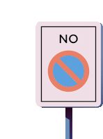 a no parking sign with a blue and red circle