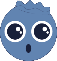 a cartoon drawing of a blueberry with a surprised face