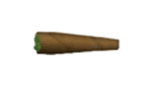 a cartoon drawing of a cigarette with a green leaf on a white background .