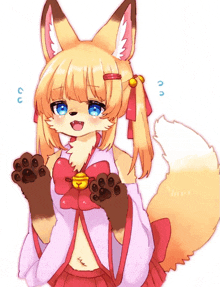 a drawing of a furry girl with blue eyes and a bell around her neck