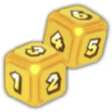 a pair of yellow dice with numbers on them .