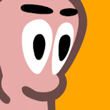 a close up of a cartoon character 's face with white eyes