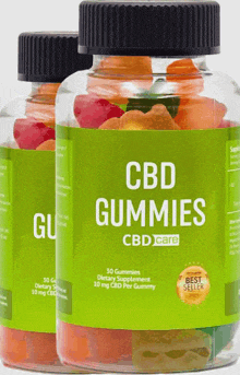 two bottles of cbd gummies with a green label on them