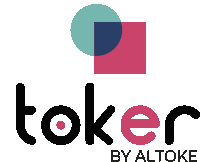 a logo for toker by altoke with a pink square in the middle