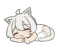 a cartoon drawing of a cat girl laying down