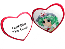 a heart shaped mirror with the words rat6000 the goat written on it