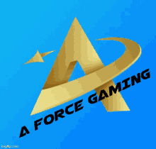 a logo for a force gaming with a gold triangle on a blue background