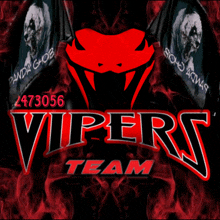 a logo for vipers team with a red snake on a black background