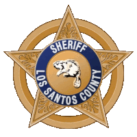 los santos county sheriff badge with a beaver on it