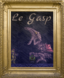 a picture in a gold frame with the word le gasp on it