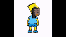 a pixel art of bart simpson with a monkey face