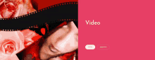 a pink background with a picture of a person and the word video