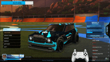 a screenshot of a video game with a car that says weekly challenge