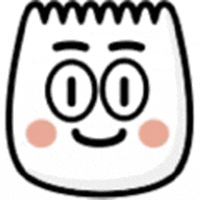 a cartoon drawing of a marshmallow with a face and a smile on it .