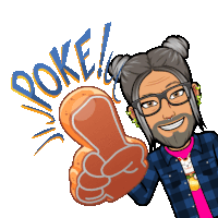 a cartoon of a man giving a thumbs up with the word poke above him