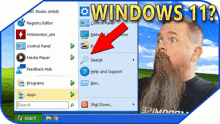 a man with a beard is looking at a windows start screen