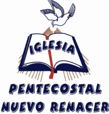 a logo for iglesia pentecostal nuevo renacer with a dove on top of a bible