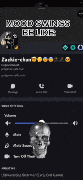 a screenshot of a discord app with the words mood swings be like on the top