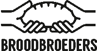 a black and white logo for broodbroeders with two hands holding a piece of bread