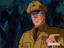 a cartoon of a man in a military uniform with gi joe written on the bottom