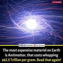 the most expensive material on earth is antimatter that costs whipping $ 62.5 trillion per gram read that again