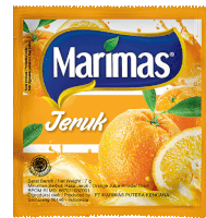 a package of marimas jeruk orange juice