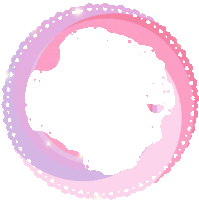 a pink and purple circle with hearts around it on a white background