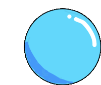 a cartoon drawing of a blue ball with a white outline