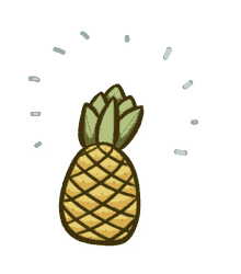 a cartoon drawing of a pineapple with blue sprinkles around it