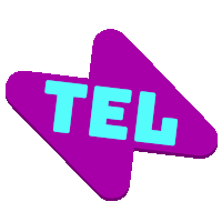 a purple and blue triangle with the word tel on it