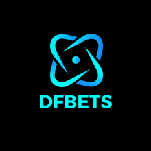 a logo for dfbets with a blue swirl in the center