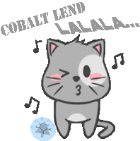 a drawing of a cat with the words cobalt lend lalala written above it