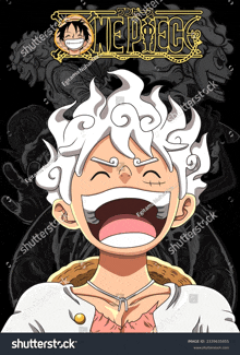 monkey d luffy from one piece is laughing with his mouth open