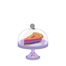 a slice of bisexual pie is under a glass dome